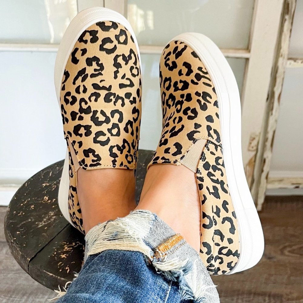 Leopard Canvas Slip On Sneakers